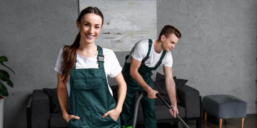 Jovenes realizando labores de limpieza en su trabajo en Irlanda