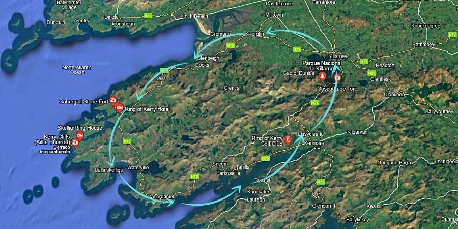 Anillo de Kerry recorrido Carreteras para Conducir en Irlanda