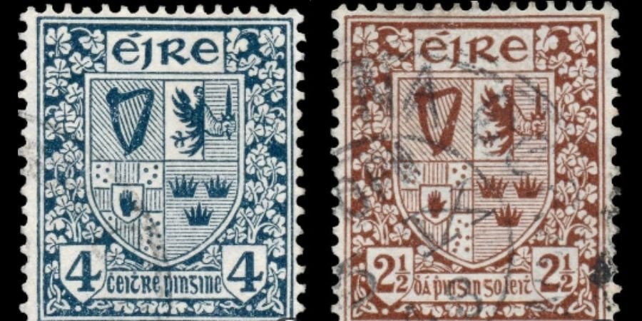 Escudo de Irlanda en una estampilla